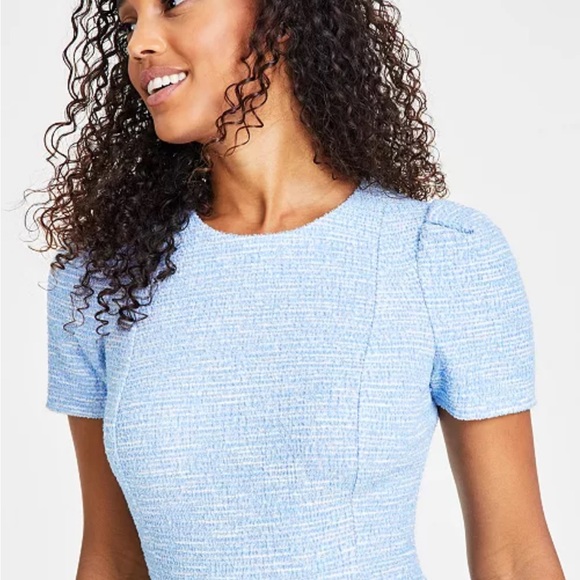 Calvin Klein tweed short sleeve sheath dress. Light blue size 16. Worn once. - Picture 8 of 10